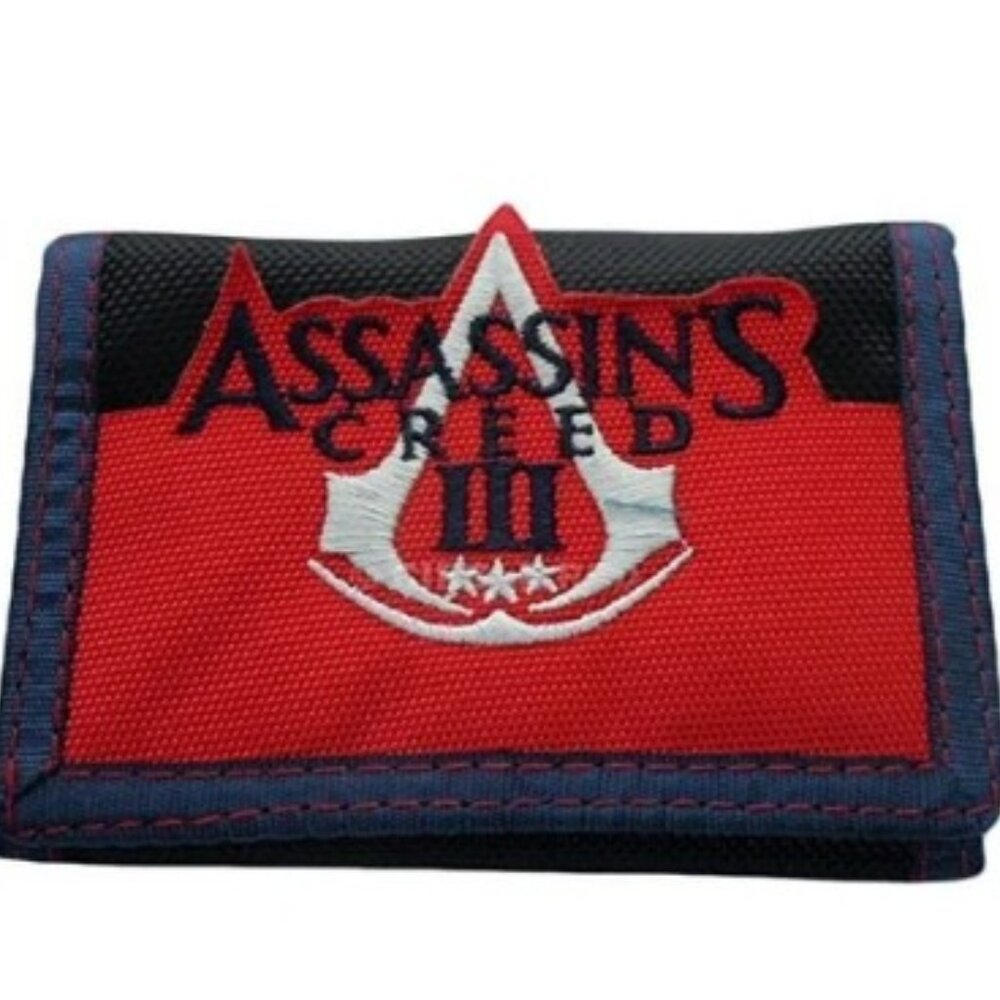 Assassin’s Creed III Logo Velcro Tri-Fold Wallet Red Black